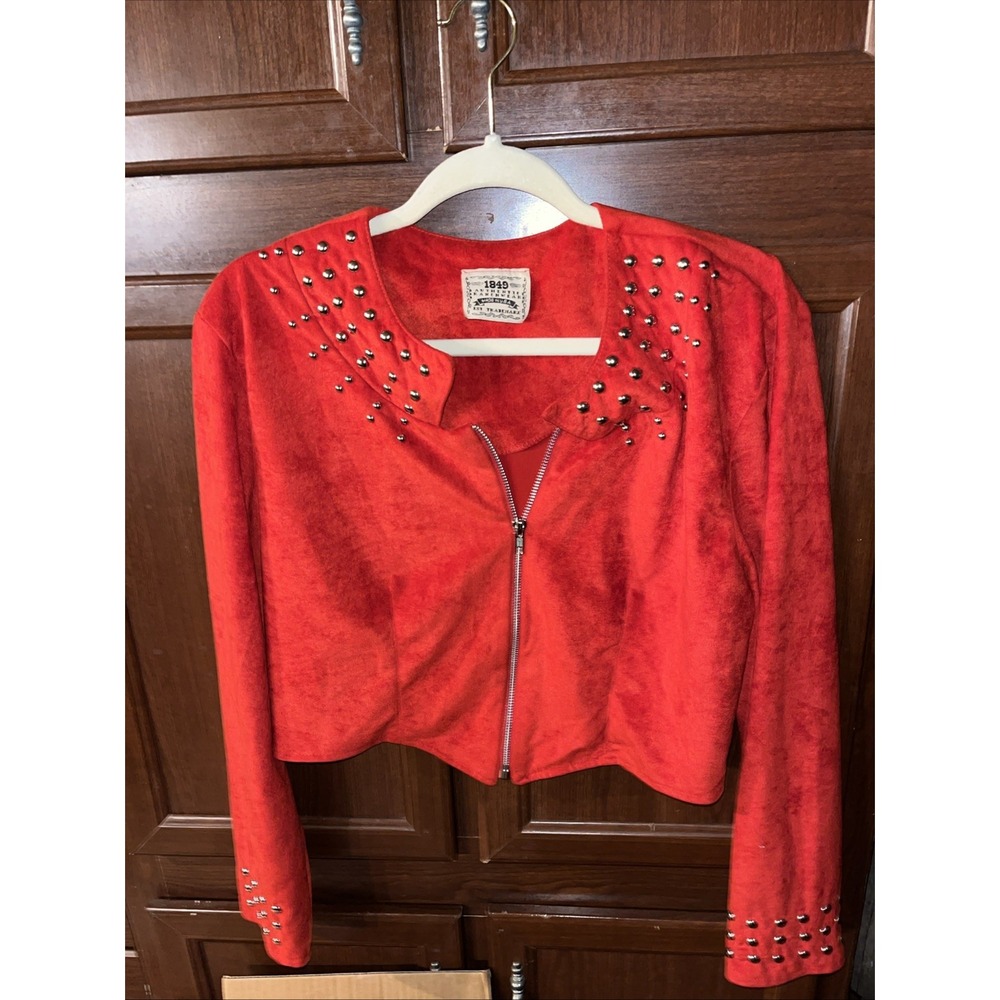 authentic 1849 ranchwear large red zip up jacket Polyester Embellishments